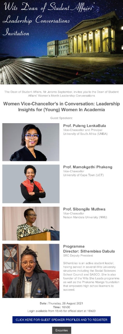 Women Vice-Chancellor’s in Conversation: Leadership Insights for (Young) Women In Academia